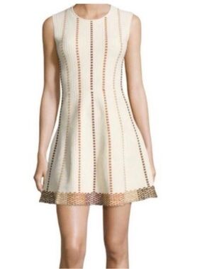 BCBGMAXAZRIA Ivory Eyelet A-Line Mini Dress